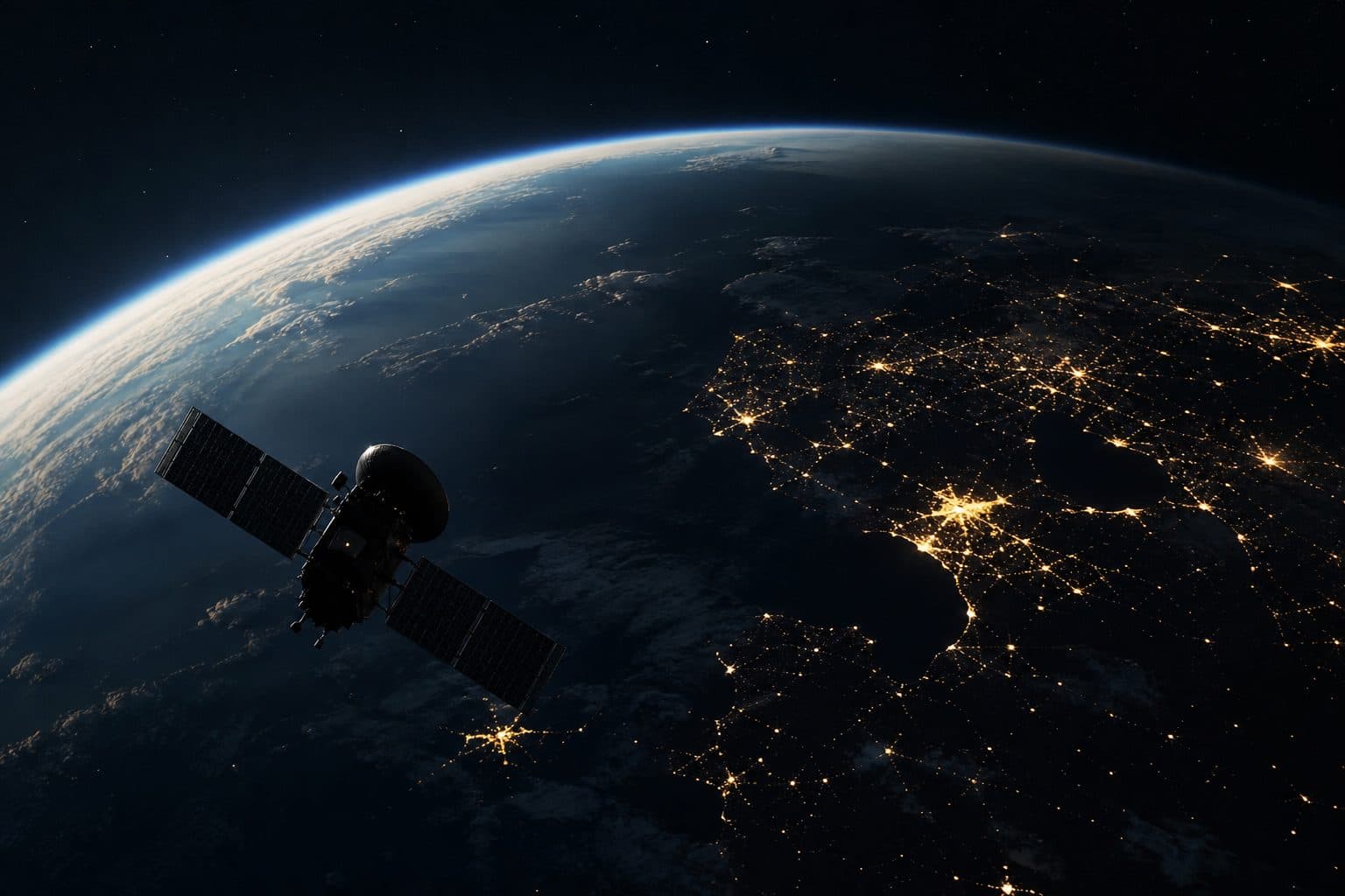 Imaging satellite over Earth